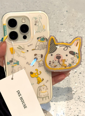西多士韩系ins不同品种小狗摇摇支架适用iphone16promax苹果15p手机壳14