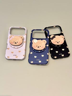 西多士萌趣粉底小熊脑袋二合一适用于iphone17promax苹果16手机壳15新款