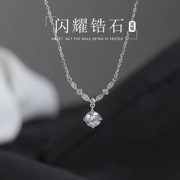 spider珠宝首饰s925纯银锆石项链女小众精致锁骨链气质颈链项饰品