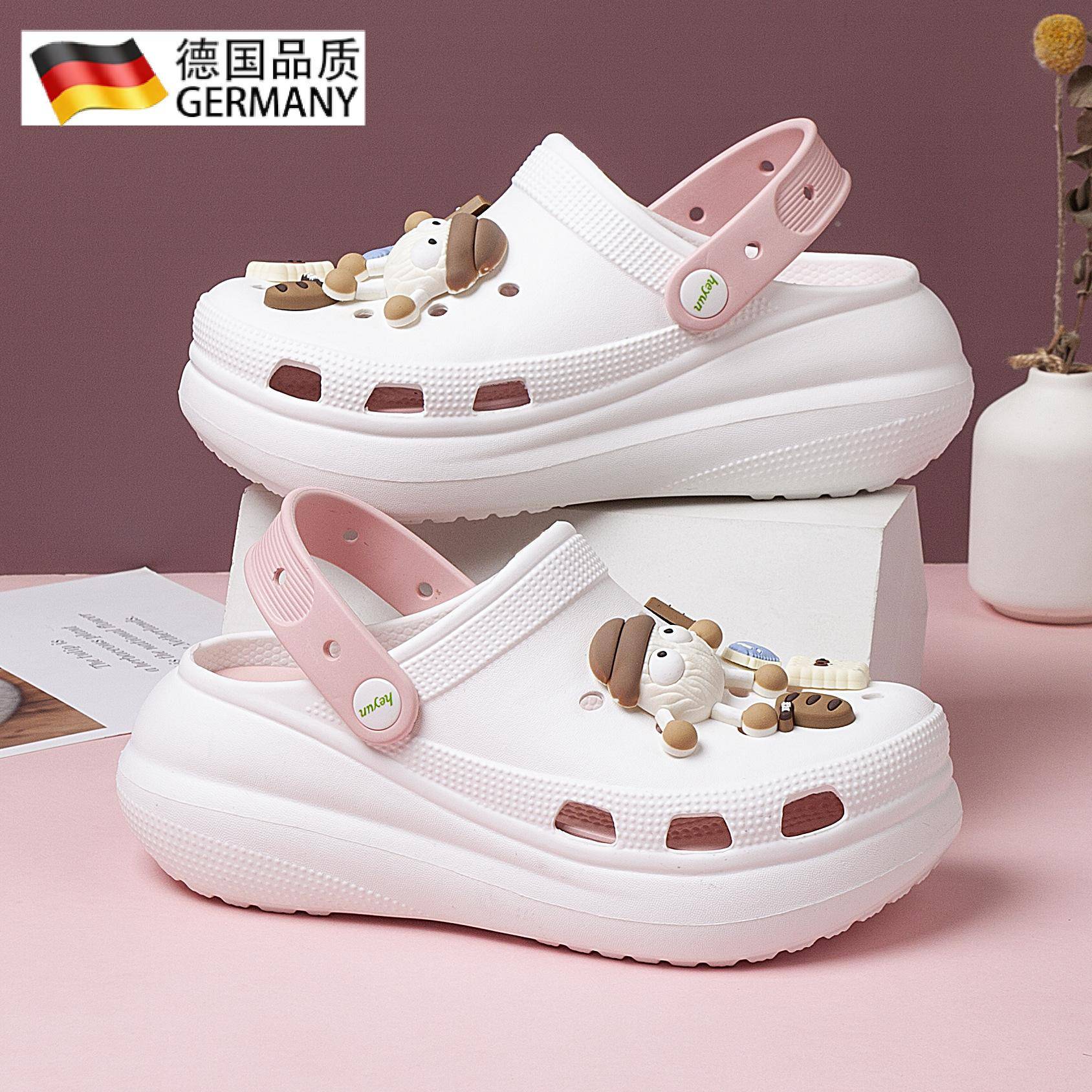 明星同款泡芙洞洞鞋女卡通可爱