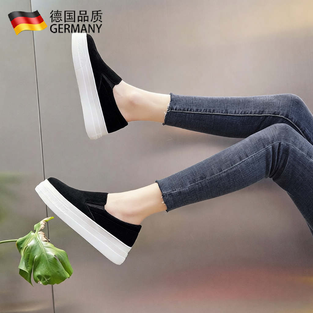 乐福鞋女春季新款懒人轻便厚底