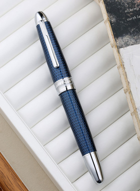 MAJOHN末匠P136暮蓝树脂包胶金属活塞钢笔立体花纹防滑不锈钢笔握