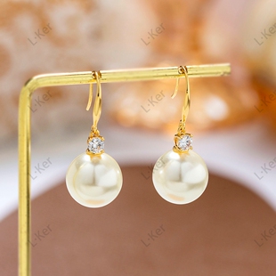 [珠光宝气] 2025法式新品温柔珍珠耳坠优雅女士气质镶钻耳环1799