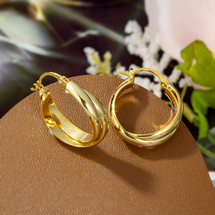 耳环时尚 复古金色素圈耳坠百搭个性 498 五金女孩