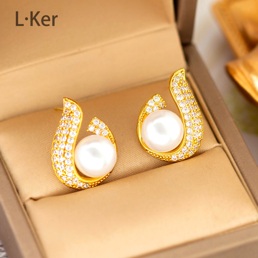 2025经典满钻天使之眼珍珠耳钉高级法式时尚女士秋冬百搭耳环1130