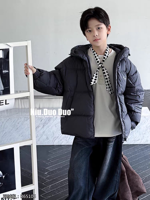 牛哆哆童装男女童连帽羽绒服2025冬款儿童90白鸭绒韩版外套65105
