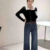 天依角2025女童加绒牛仔直筒裤中大童女孩一体绒窄版休闲裤25079