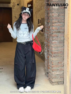 女童潮范直筒工装 伞兵裤 2025秋季 19101 男 中童阔腿裤 裤 天依角童装