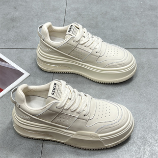 加绒真皮百搭休闲牛皮板鞋 欧洲站小个子防滑厚底小白鞋 女冬季