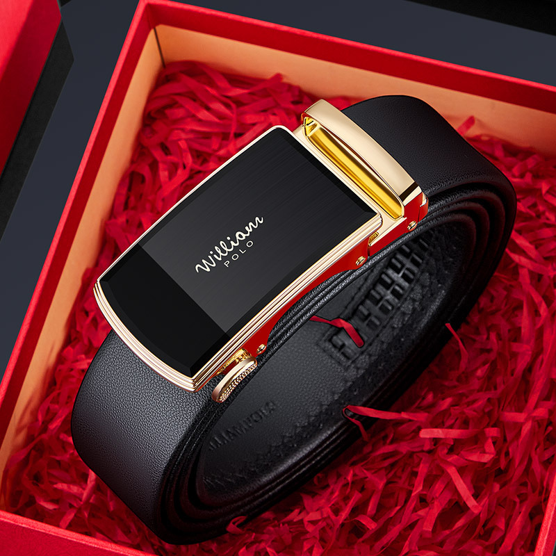 英皇保罗皮带男士男牛皮皮带商务真皮腰带男款正品自动扣男士腰带