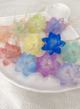 半成品琉璃花瓣手工DIY古风发饰发簪耳饰配件材料