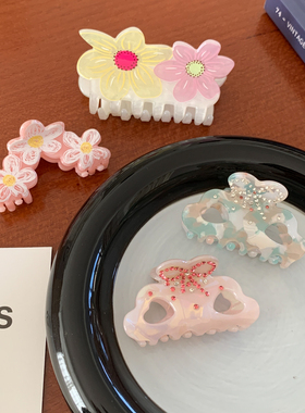 花朵发夹女抓夹简约气质高级感小号发抓头饰发饰小花朵蝴蝶结发卡