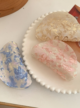 糖果色幻彩亚克力半圆变色抓夹小清新可爱唯美百搭甜美鲨鱼夹发夹