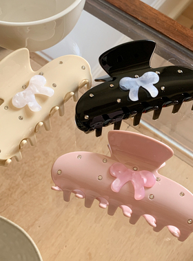 韩国ins春夏新款少女心闪钻抓夹蝴蝶结大号鲨鱼夹高级感发抓头饰