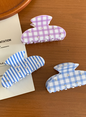 韩版格子发夹女可爱镶钻发饰头饰高级感ins时尚甜美新款格纹发抓