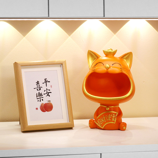 柜客廳輕奢高檔家居裝 招財(cái)貓入戶門(mén)口鑰匙收納擺件玄關(guān)鞋 飾品喬遷