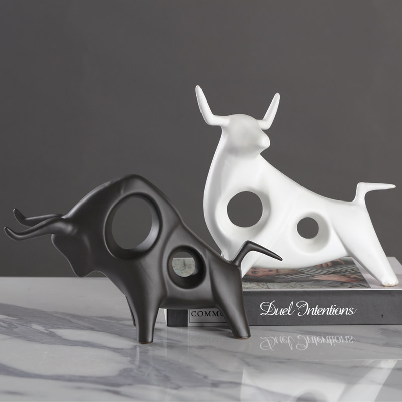 小牛摆件陶瓷创意家居客厅电视酒柜书房办公室轻奢高档北欧装饰品,家居饰品,装饰摆件,淘宝优惠券,粉丝福利购,淘宝优惠卷