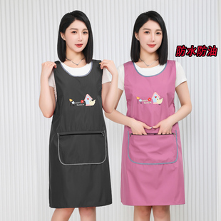 防水防油无袖围裙背带拉链兜家用厨房做饭成人罩衣时尚女工作服
