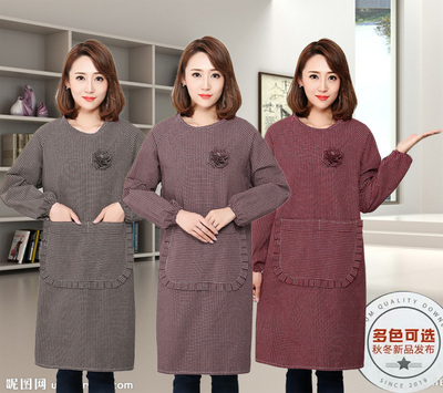 双层围裙纯棉带内衬新款