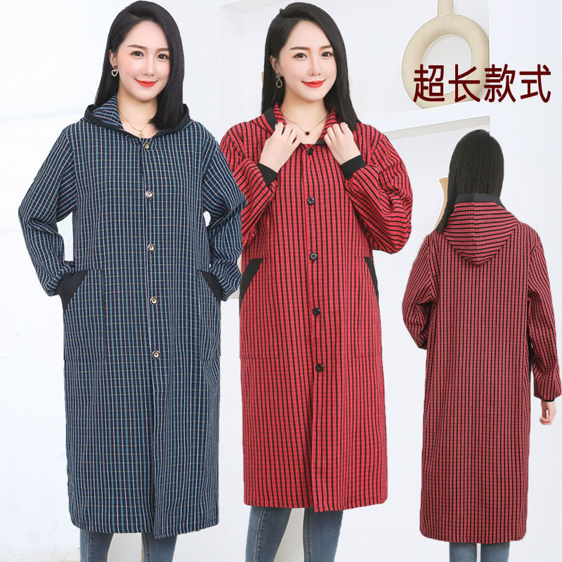 加长款加厚纯棉老粗布前开口罩衣女外穿纯棉长袖围裙系扣工作服,家庭/个人清洁工具,围裙,淘宝优惠券,粉丝福利购,淘宝优惠卷