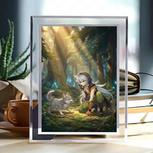 原神雷泽水晶玻璃相框游戏周边二次元时尚桌面创意摆件可定制立牌