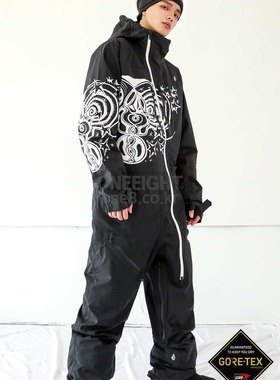 VOLCOM新款滑雪服裤goretex 3L防水保暖连体黑色男款宽松冬季