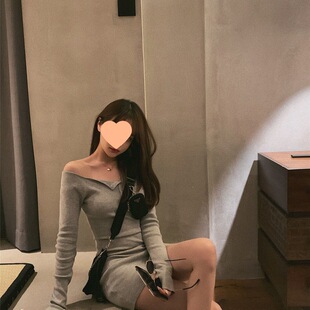 性感修身长袖包臀连衣裙女2026秋季新款性感紧身蹦迪夜店小黑裙女