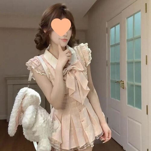 两件套法式纯欲甜美蝴蝶结无袖连衣裙夏季小个子收腰气质短裤爆款