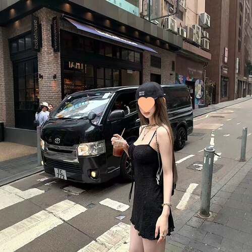 【广州原版布料】美式复古度假肌理吊带连衣裙女辣妹收腰显瘦 a字