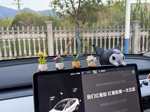 可爱表情花盆小精灵汽车摆件仿真植物盆栽小花车载中控台饰品
