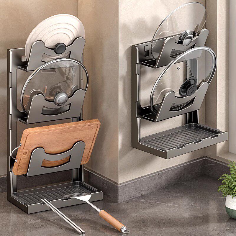 厨房锅盖架壁挂式免打孔家用厨房置物架菜板案板台面收纳神器