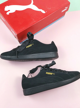 PUMA彪马女子板鞋女头层牛皮橡胶复古蝴蝶结丝带运动休闲 366416