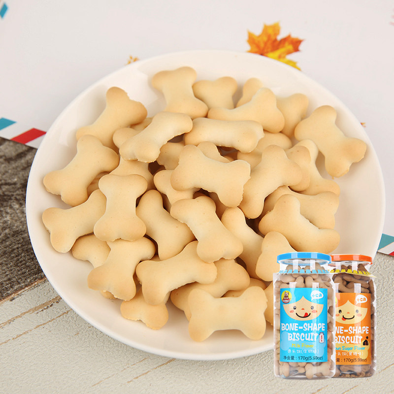 河马莉hemali骨头饼干牛奶味黑糖味休闲儿童宝宝辅零食品糕点170g