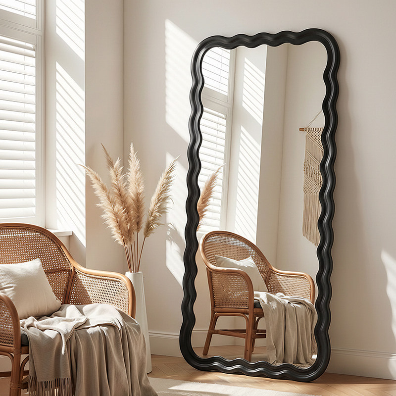 高清网红波浪全身镜北欧ins壁挂镜子试衣镜穿衣镜落地镜,住宅家具,穿衣镜,淘宝优惠券,粉丝福利购,淘宝优惠卷