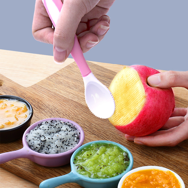 新款宝宝勺子高颜值刮泥勺婴儿聚丙烯勺子辅食餐具果泥勺