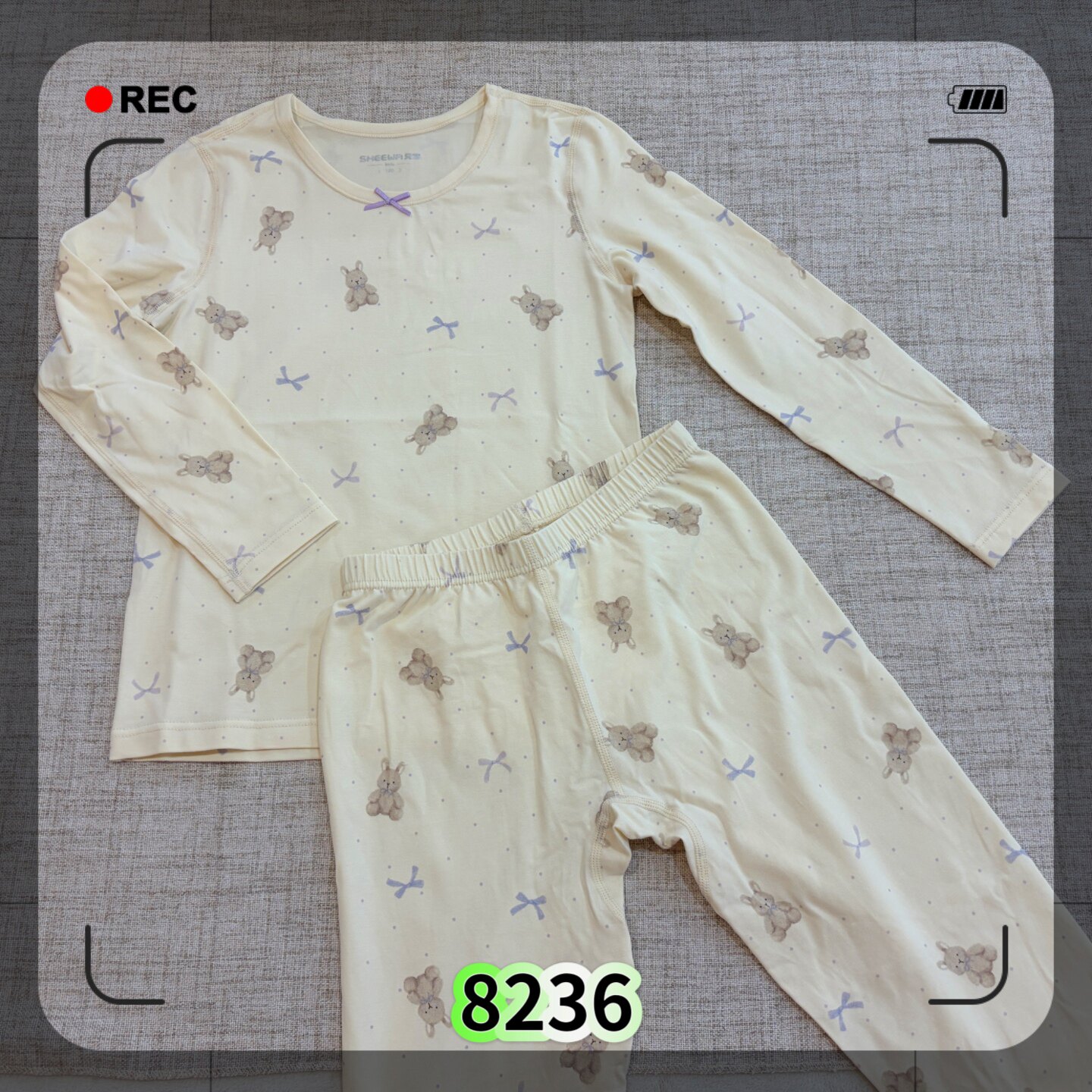 兄华水磨棉女童套装卡通小熊印花长袖长裤家居服套装儿童保暖内衣