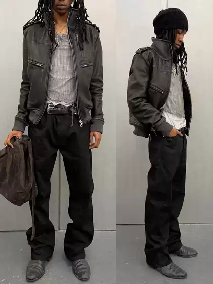No Faith Studios Straight-Leg Flared Pure Black Raw Denim Bootcut Pants Japanese Red-Edged Raw Denim Jeans