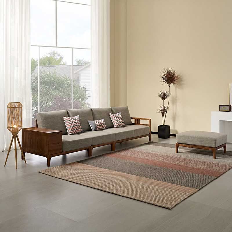 全友家居 家具家私 森林木语ii 现代中式 803619k实木l型布艺沙发