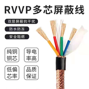 国标屏蔽线纯铜芯RVVP KVVRP信号线控制线0.5/0.75/1/1.5平方