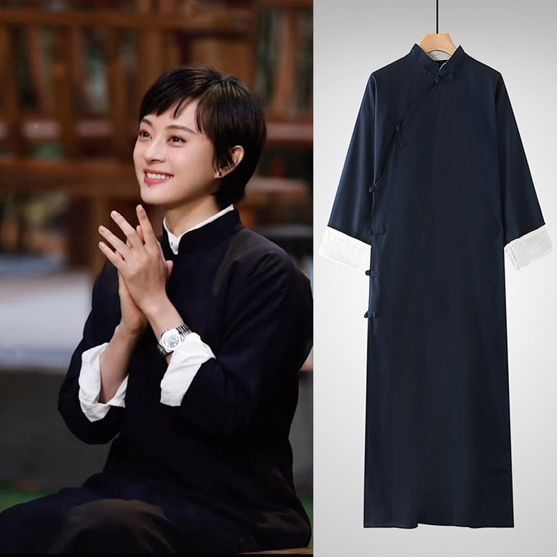 民国风长衫女相声大褂中式长袍中国风复古演出服舞台舞蹈成人拍摄