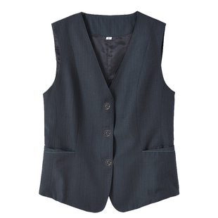 新款灰条纹女西装马甲业农制服工作服职业工装行服衬衫