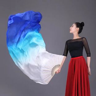 舞蹈扇子锦鲤抄长绸扇左手指月古典舞长扇万疆长扇小影如烟跳舞扇