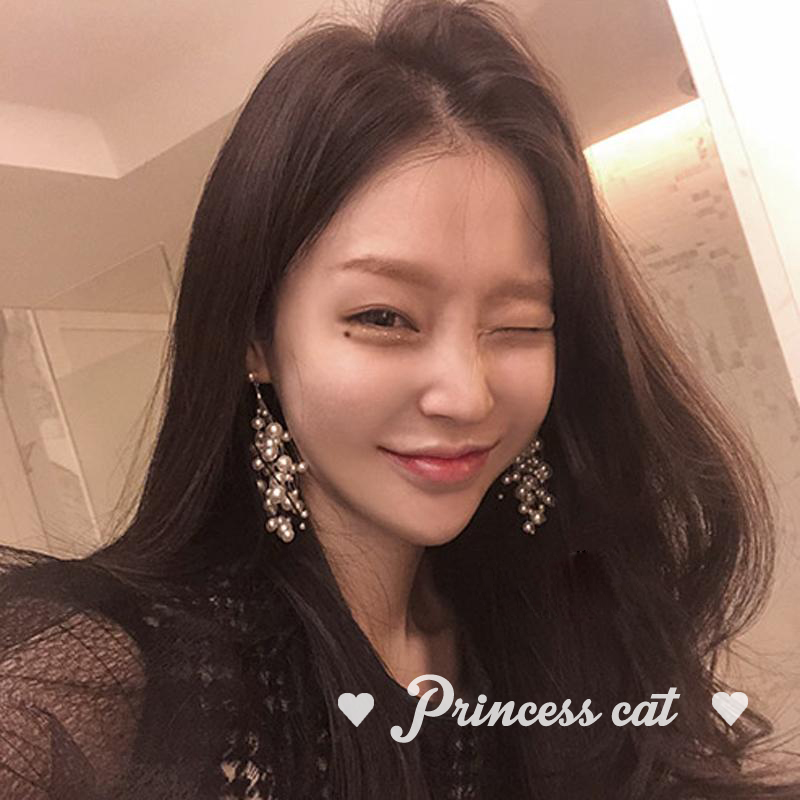 Princess Cat 優雅lady 浪漫流星珍珠大小串珠不規則耳環 925銀針