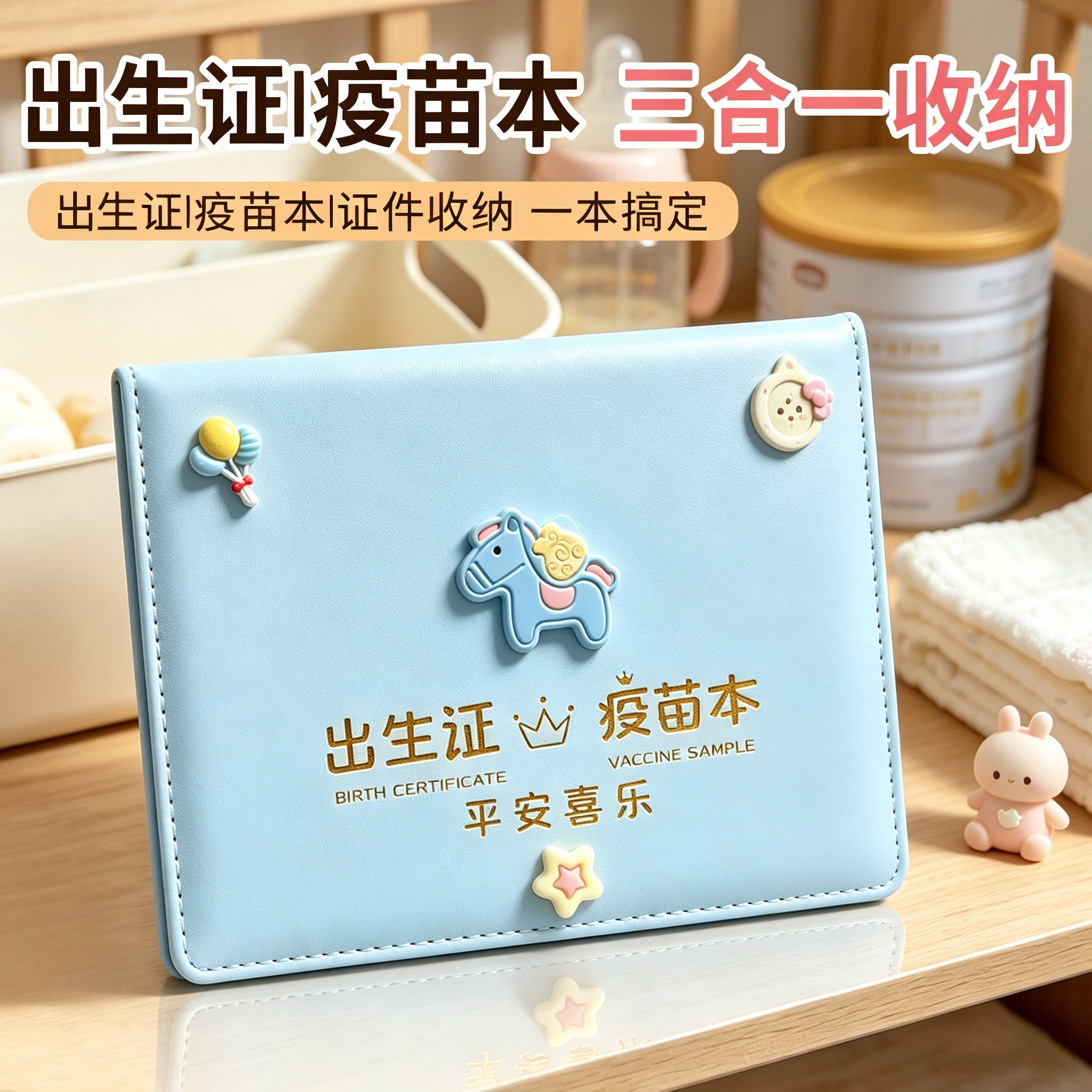 宝宝出生证疫苗本三合一收纳包