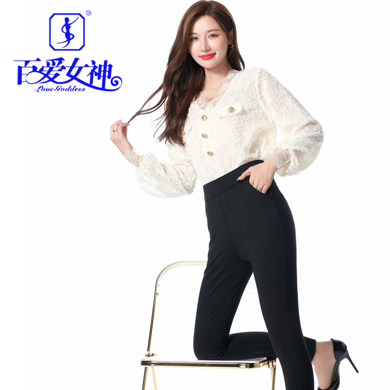 百爱女神弹性小脚裤新款女士单层外穿紧身高腰弹力黑色休闲裤长裤