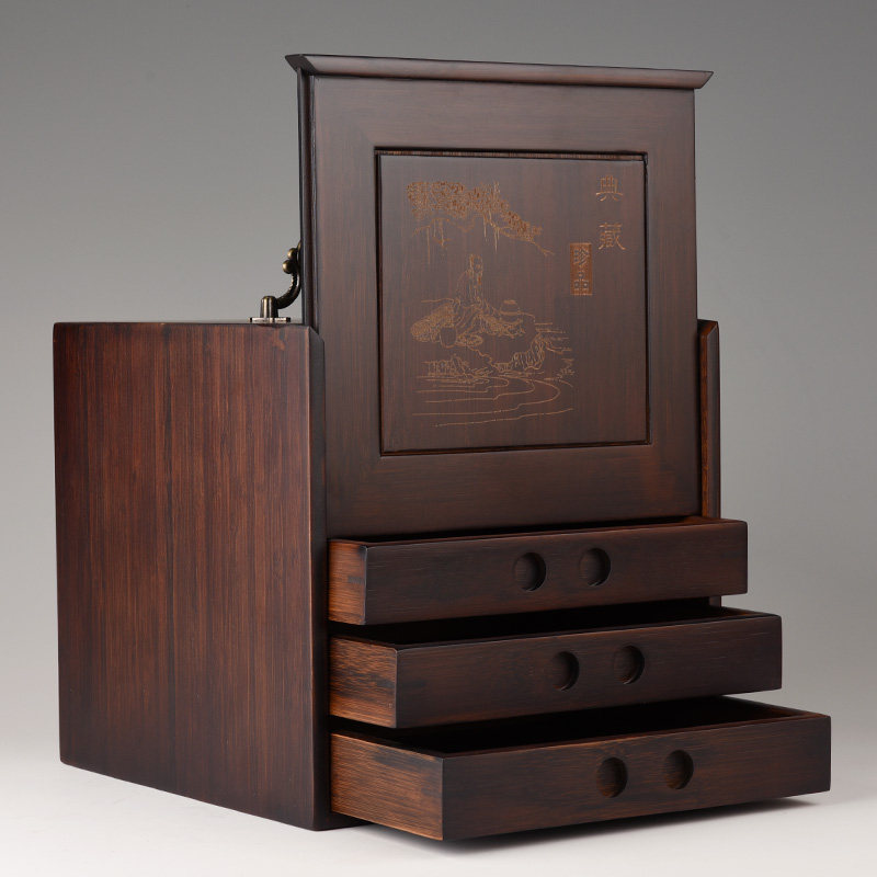 锦格普洱茶盒竹制茶饼收纳盒撬茶盘分茶盘赏茶盘多层茶仓茶具配件