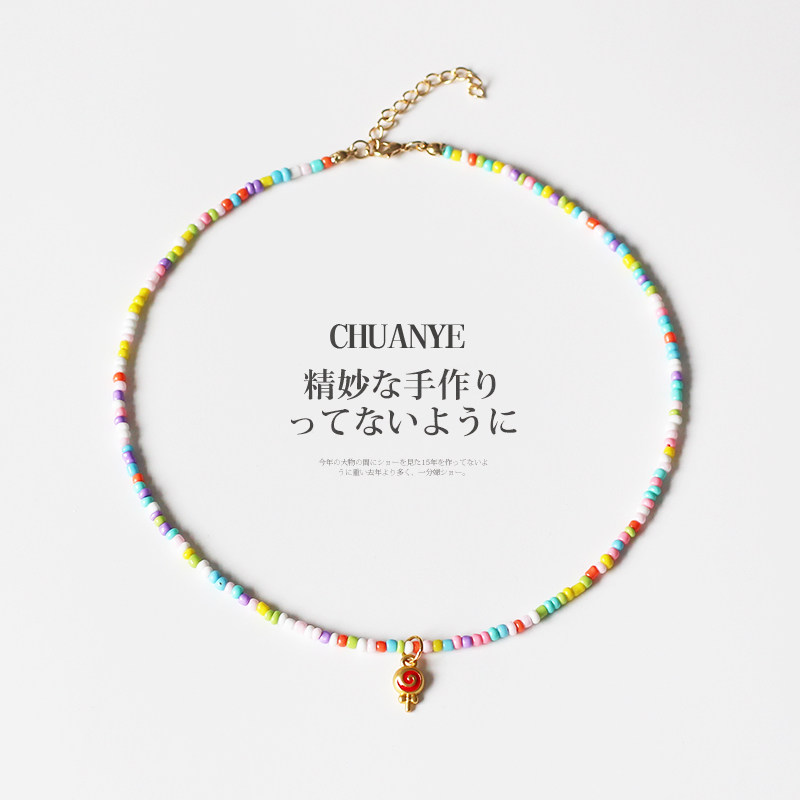 川野韩系原创设计彩色棒棒糖项链新款甜美吊坠&middot;轻奢小众可爱饰品