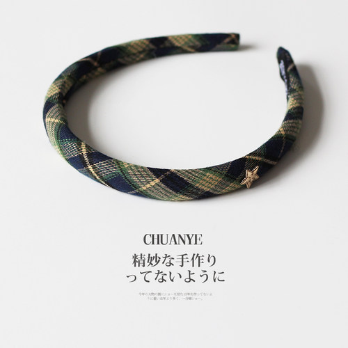 川野格纹发箍女2026新款