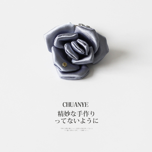 川野法式缎面缎面玫瑰花小皮筋女新款时尚高级感扎马尾的发绳头饰