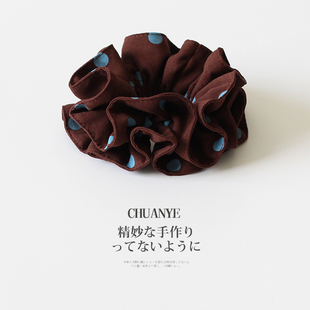 川野法式双层波点小号大肠发圈新款简约时尚扎马尾的皮筋头饰发饰